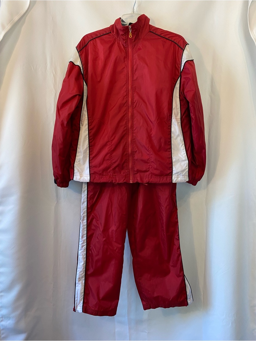 Vintage Brooks Sport Red Nylon Tracksuit Zip Jacket And Joggers MD Retro Sport